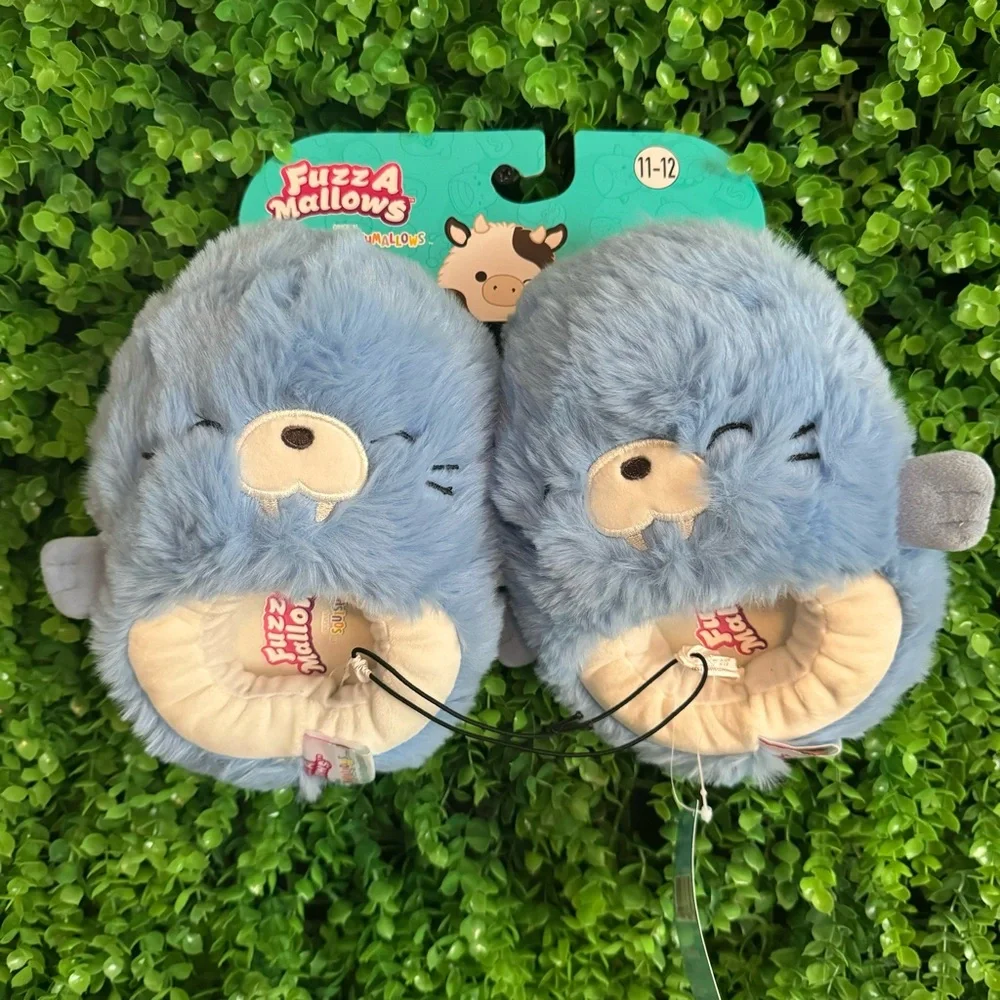 Squishmallows Fuzzamellows Harvey the Walrus Toddler Slippers Size 11-12 NWT